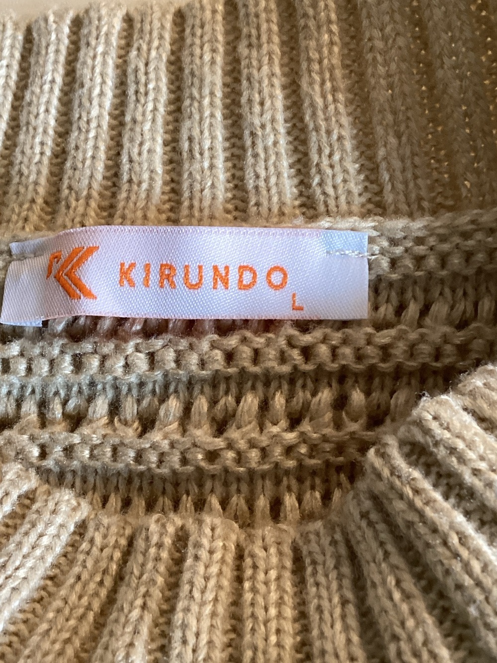 Textured Cream Turtleneck Sweater - Relaxed Fit Lg - Picture 5 of 6